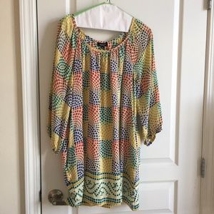 Tolani Silk Mosaic Pattern Long Sleeve Dress